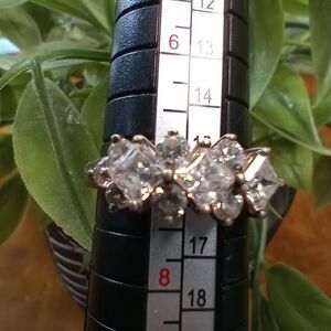 CZ 925 Sterling Silver Stamped Marquis Cut Ring Size 7